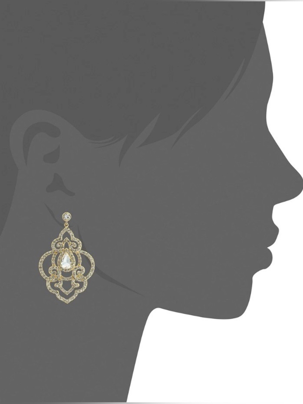 NWT [Carolee] Bryant Park Openwork Drop Chandelier Dangle Earrings w/ Crystals - Picture 3 of 11